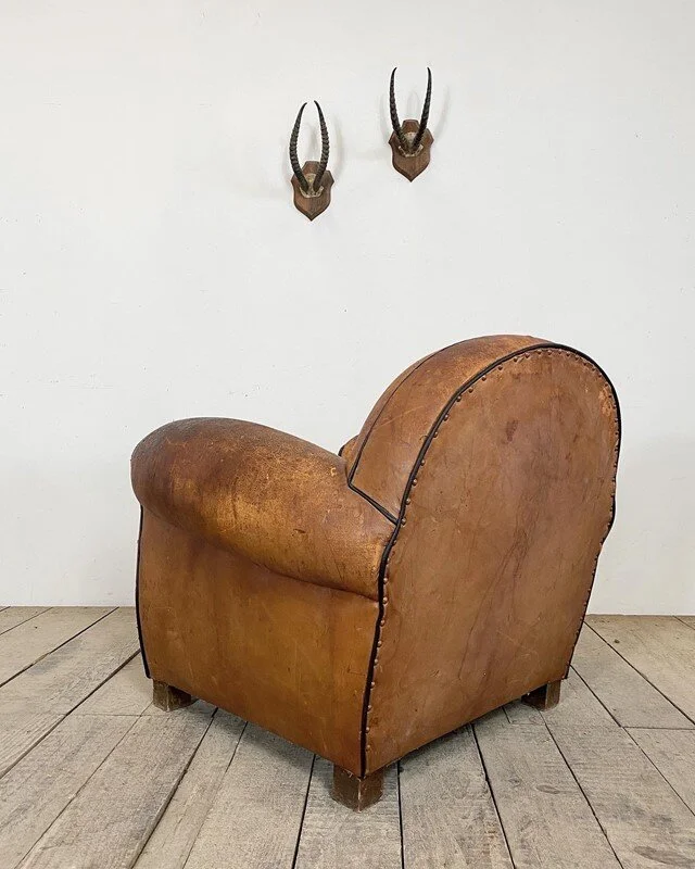 Vintage French Leather Club Chair — Vintage Boathouse